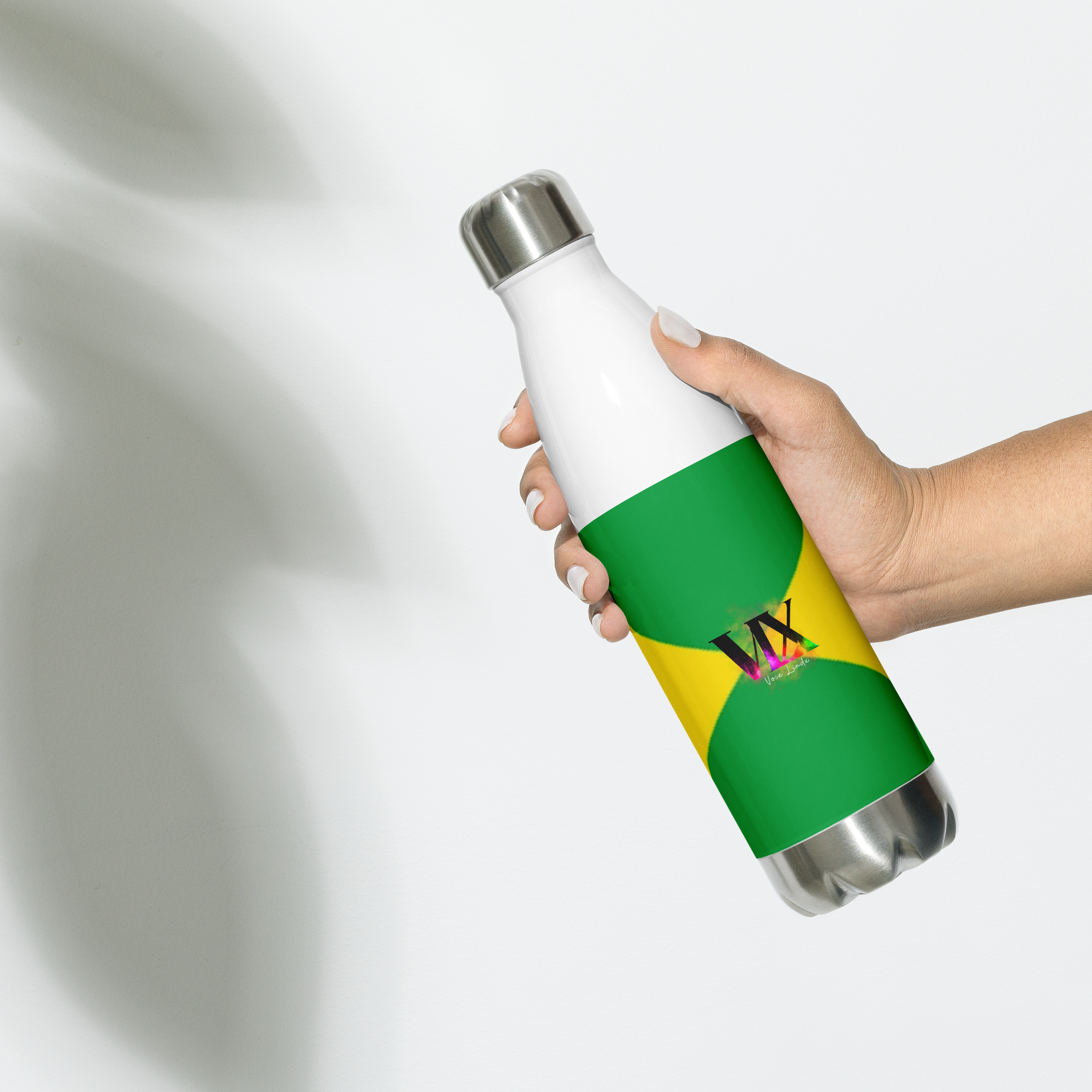 VOCE LINDX Brazil Flag Stainless Steel Water Bottle – 500ml Vacuum-Insulated, Leak-Proof, BPA-Free Travel Flask