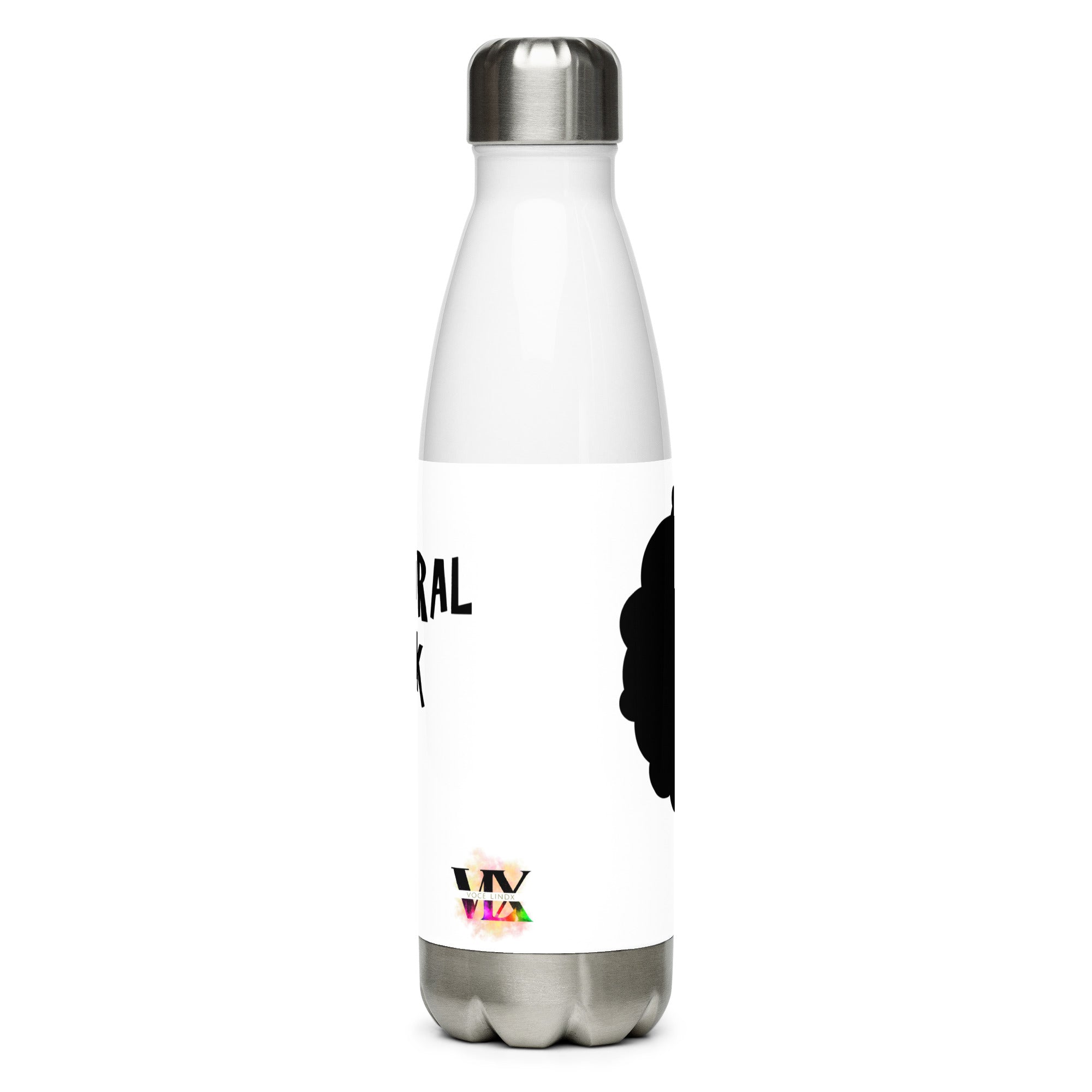 Natural Black Hair Water Bottle – 500ml Insulated Stainless Steel Flask | BPA-Free