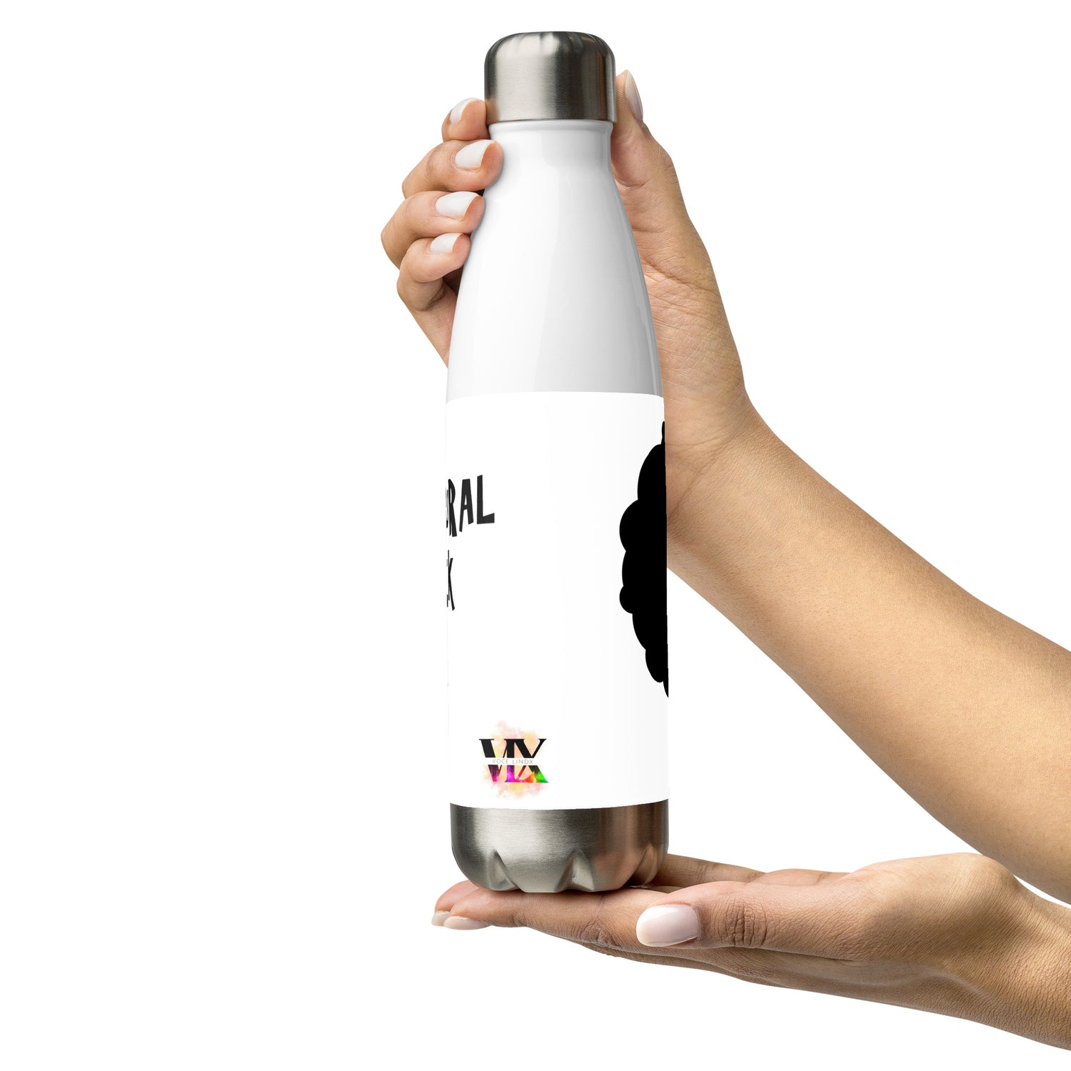 Natural Black Hair Water Bottle – 500ml Insulated Stainless Steel Flask | BPA-Free