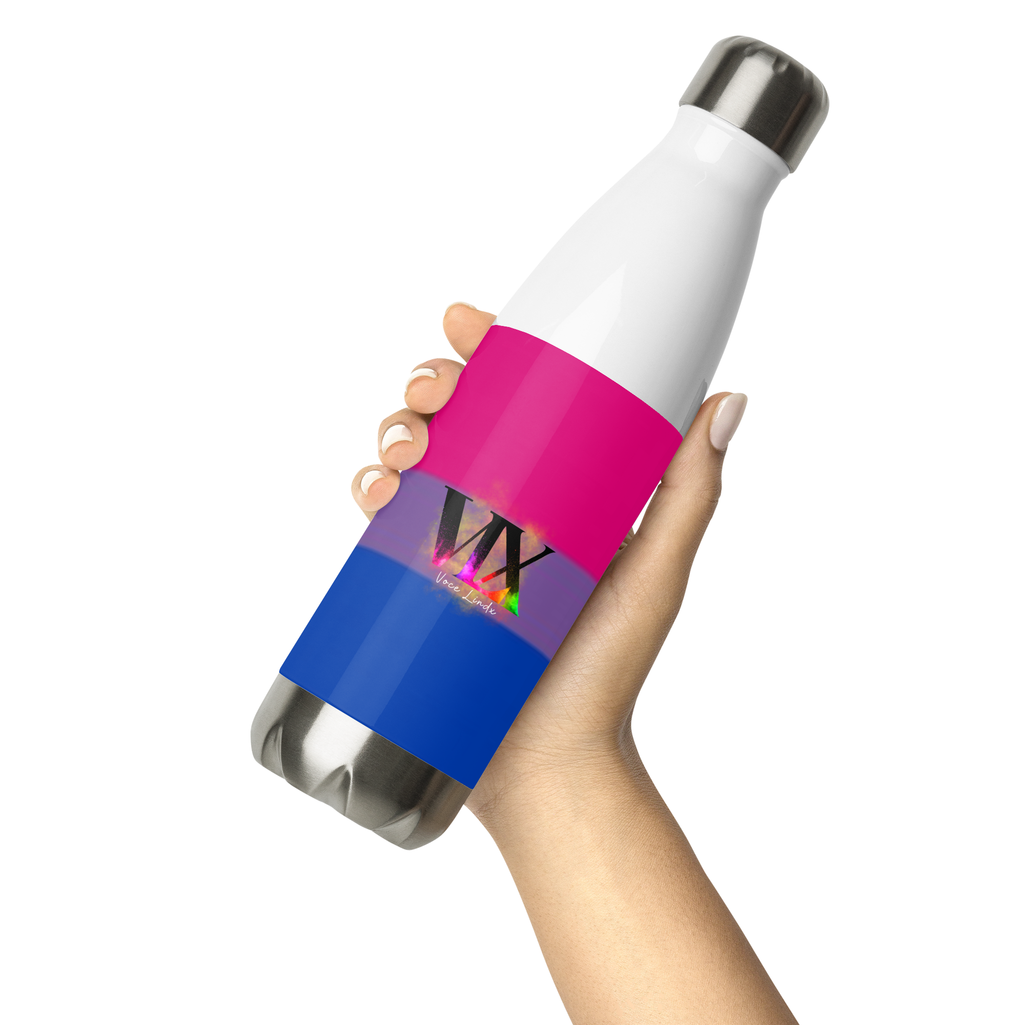 VOCE LINDX Bisexual Flag Stainless Steel Water Bottle – 500ml Double-Walled, Leak-Proof, Gloss Finish