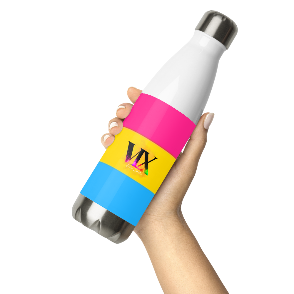 VOCE LINDX Pansexual Flag Stainless Steel Water Bottle – 500ml Insulated, Leak-Proof, BPA-Free, Gloss Finish