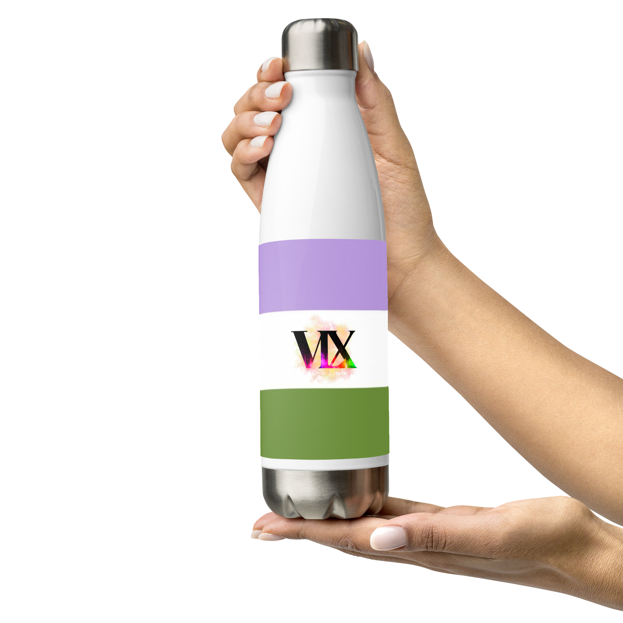 Stainless Steel Water Bottle – Genderqueer Flag | Inclusive Gender-Neutral Drinkware