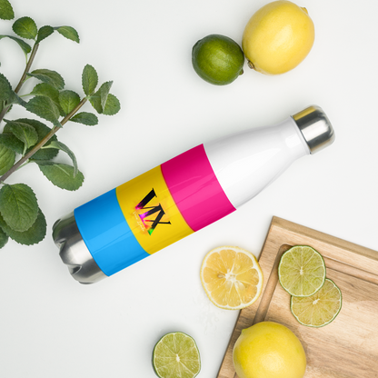 VOCE LINDX Pansexual Flag Stainless Steel Water Bottle – 500ml Insulated, Leak-Proof, BPA-Free, Gloss Finish