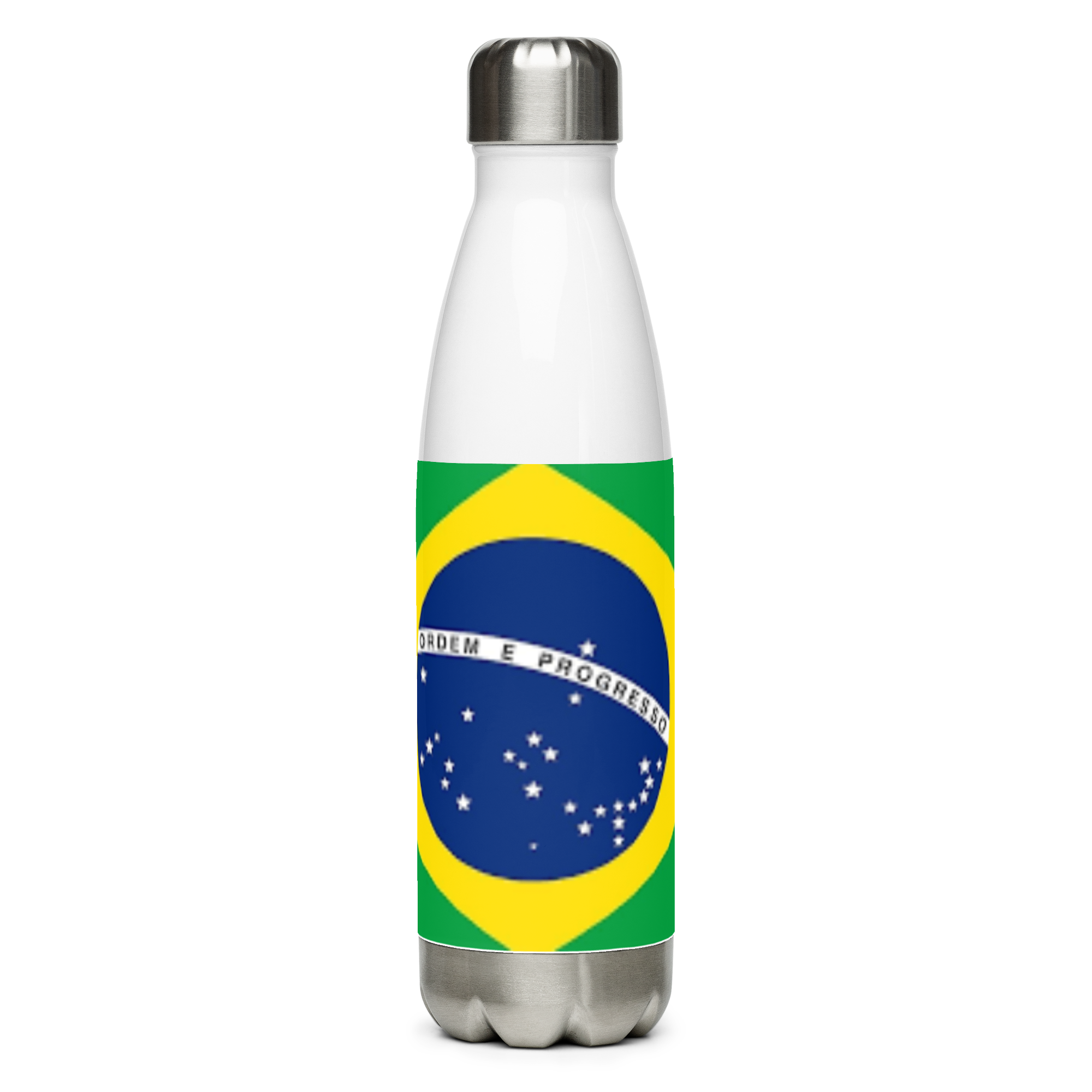 VOCE LINDX Brazil Flag Stainless Steel Water Bottle – 500ml Vacuum-Insulated, Leak-Proof, BPA-Free Travel Flask