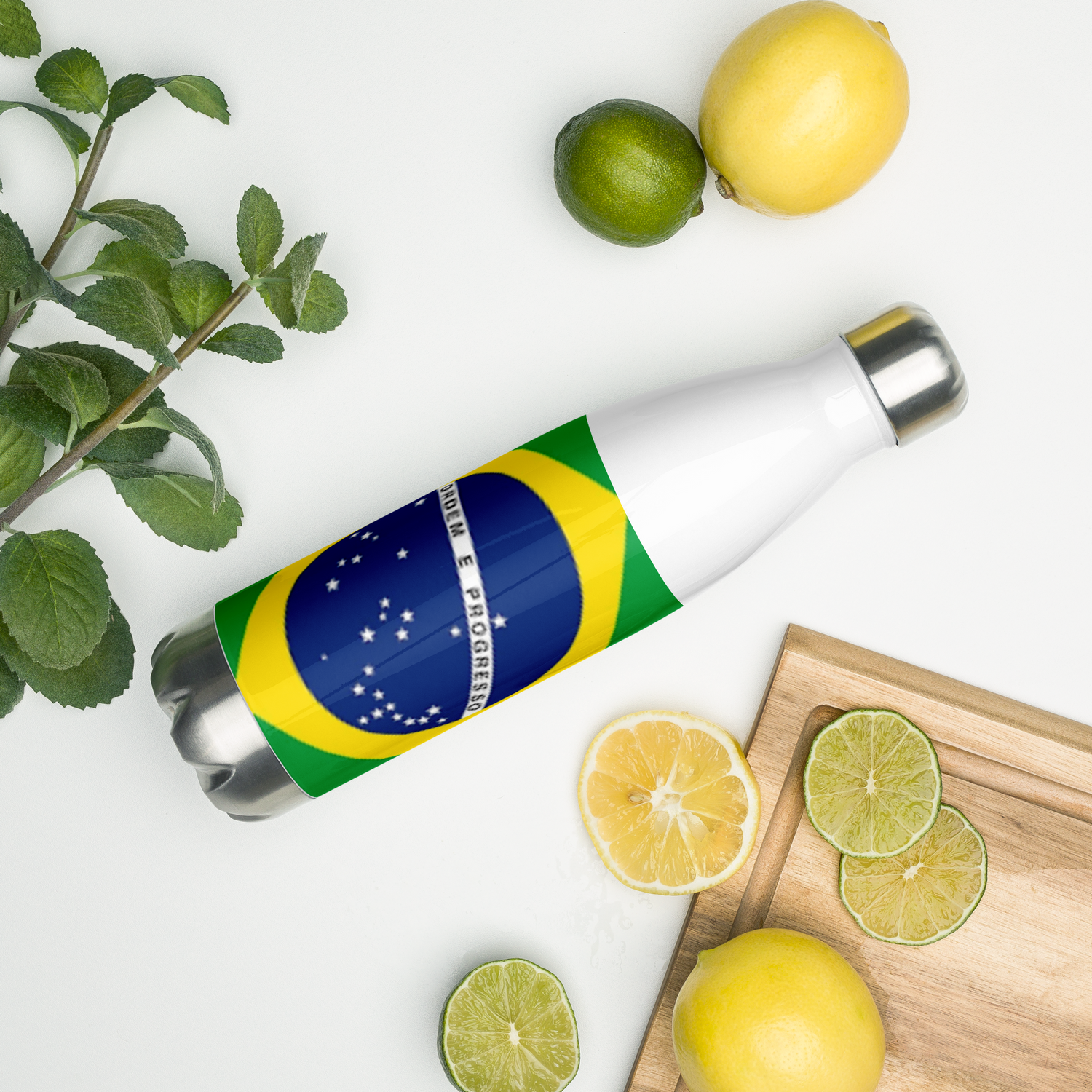 VOCE LINDX Brazil Flag Stainless Steel Water Bottle – 500ml Vacuum-Insulated, Leak-Proof, BPA-Free Travel Flask