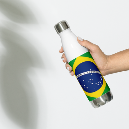 VOCE LINDX Brazil Flag Stainless Steel Water Bottle – 500ml Vacuum-Insulated, Leak-Proof, BPA-Free Travel Flask