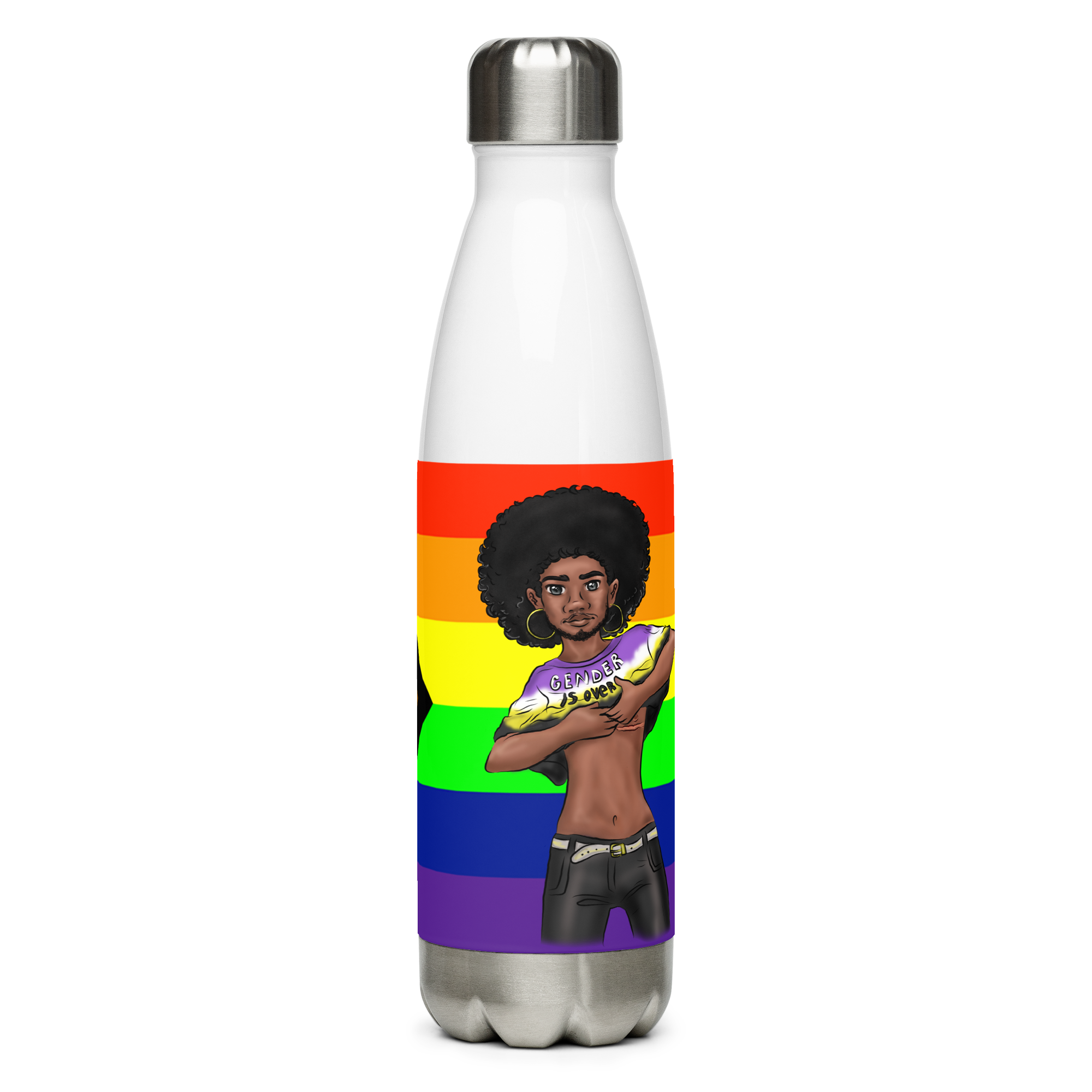 VOCE LINDX Non‑Binary &amp; Intersex‑Inclusive Pride Stainless Steel Water Bottle – 500 ml Vacuum‑Insulated, Leak‑Proof