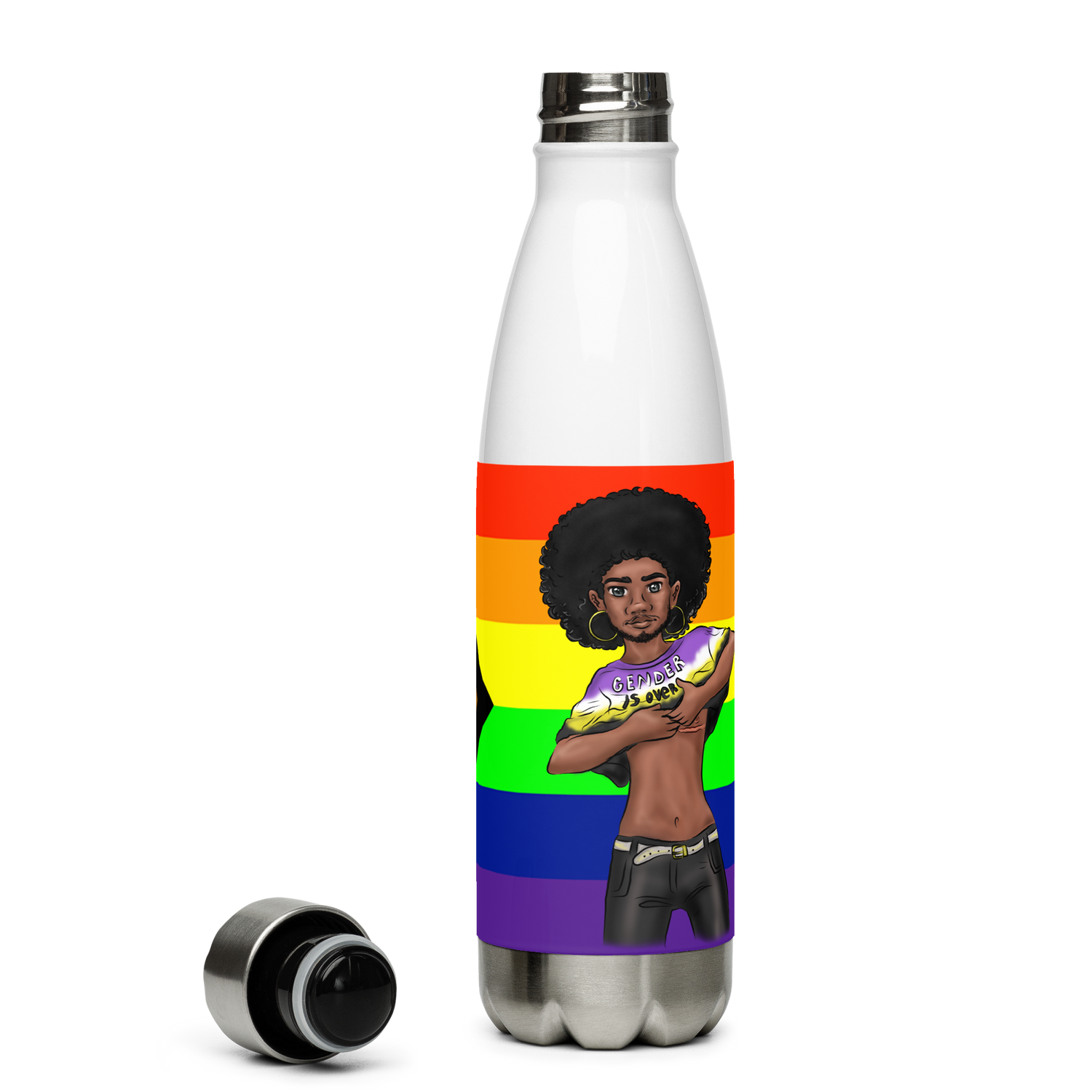 VOCE LINDX Non‑Binary &amp; Intersex‑Inclusive Pride Stainless Steel Water Bottle – 500 ml Vacuum‑Insulated, Leak‑Proof