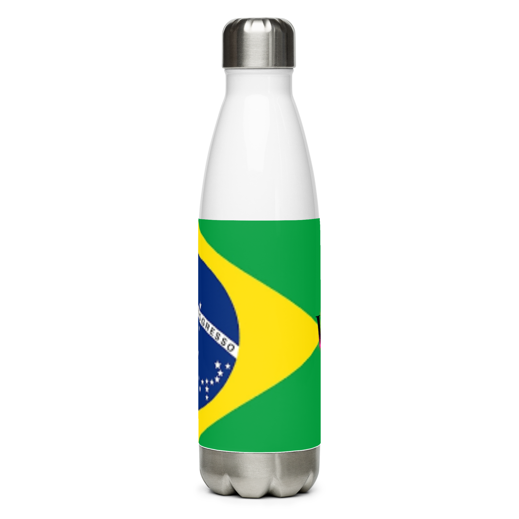 VOCE LINDX Brazil Flag Stainless Steel Water Bottle – 500ml Vacuum-Insulated, Leak-Proof, BPA-Free Travel Flask
