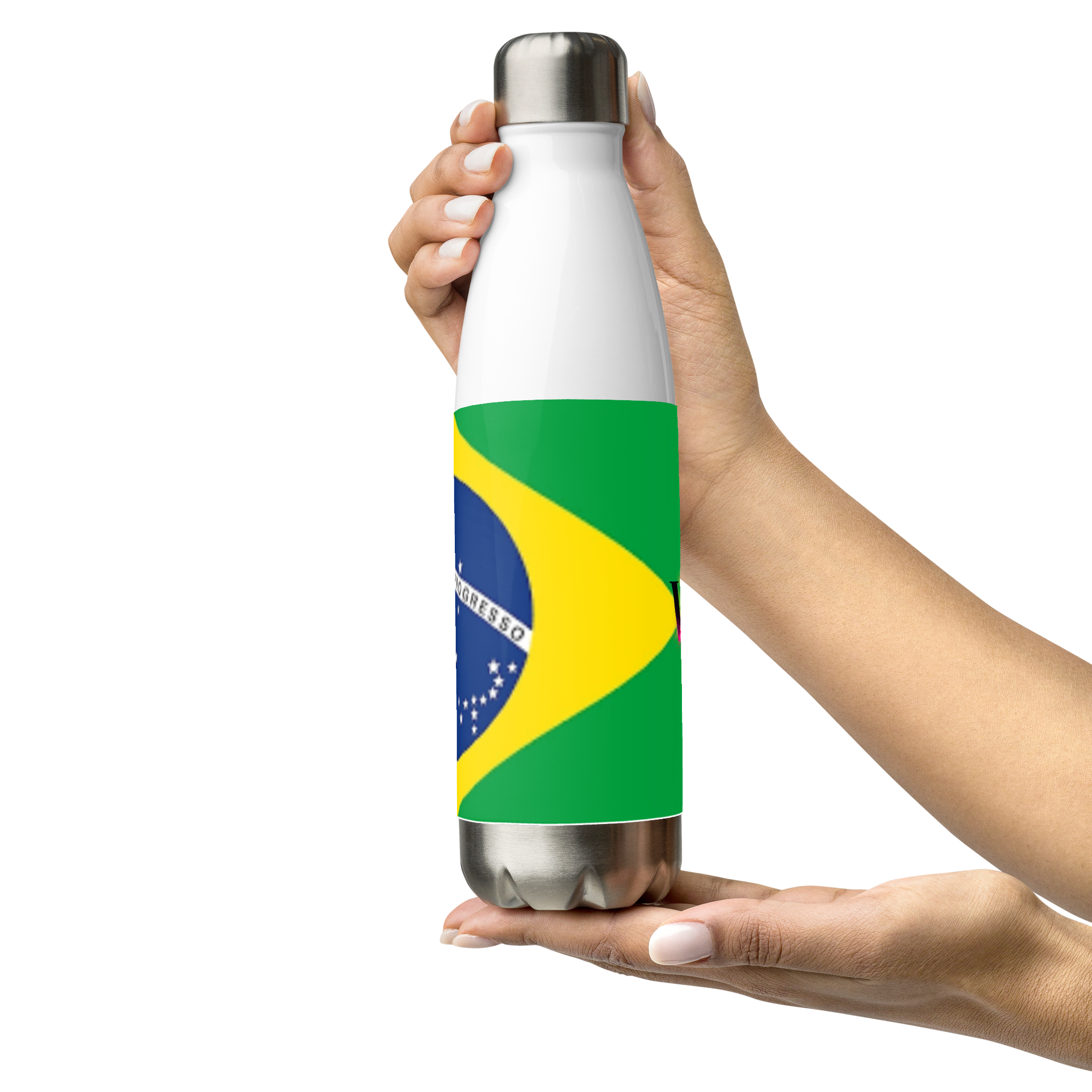 VOCE LINDX Brazil Flag Stainless Steel Water Bottle – 500ml Vacuum-Insulated, Leak-Proof, BPA-Free Travel Flask
