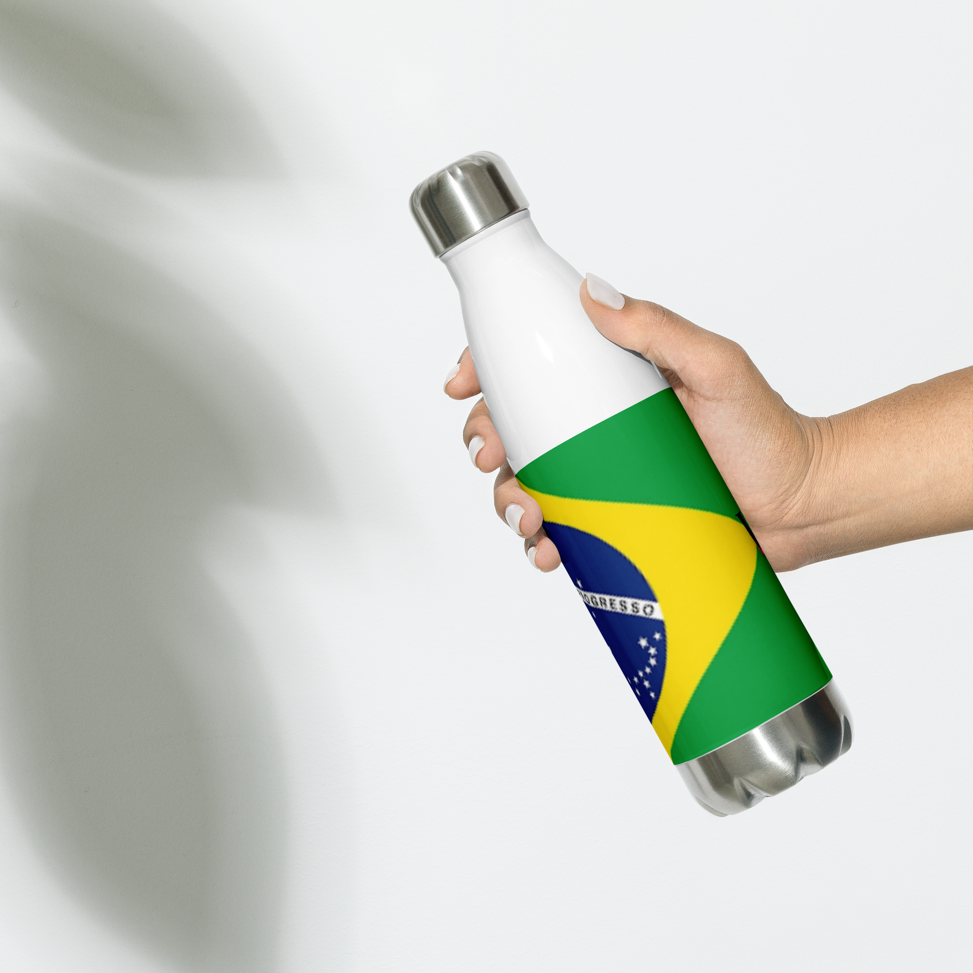VOCE LINDX Brazil Flag Stainless Steel Water Bottle – 500ml Vacuum-Insulated, Leak-Proof, BPA-Free Travel Flask