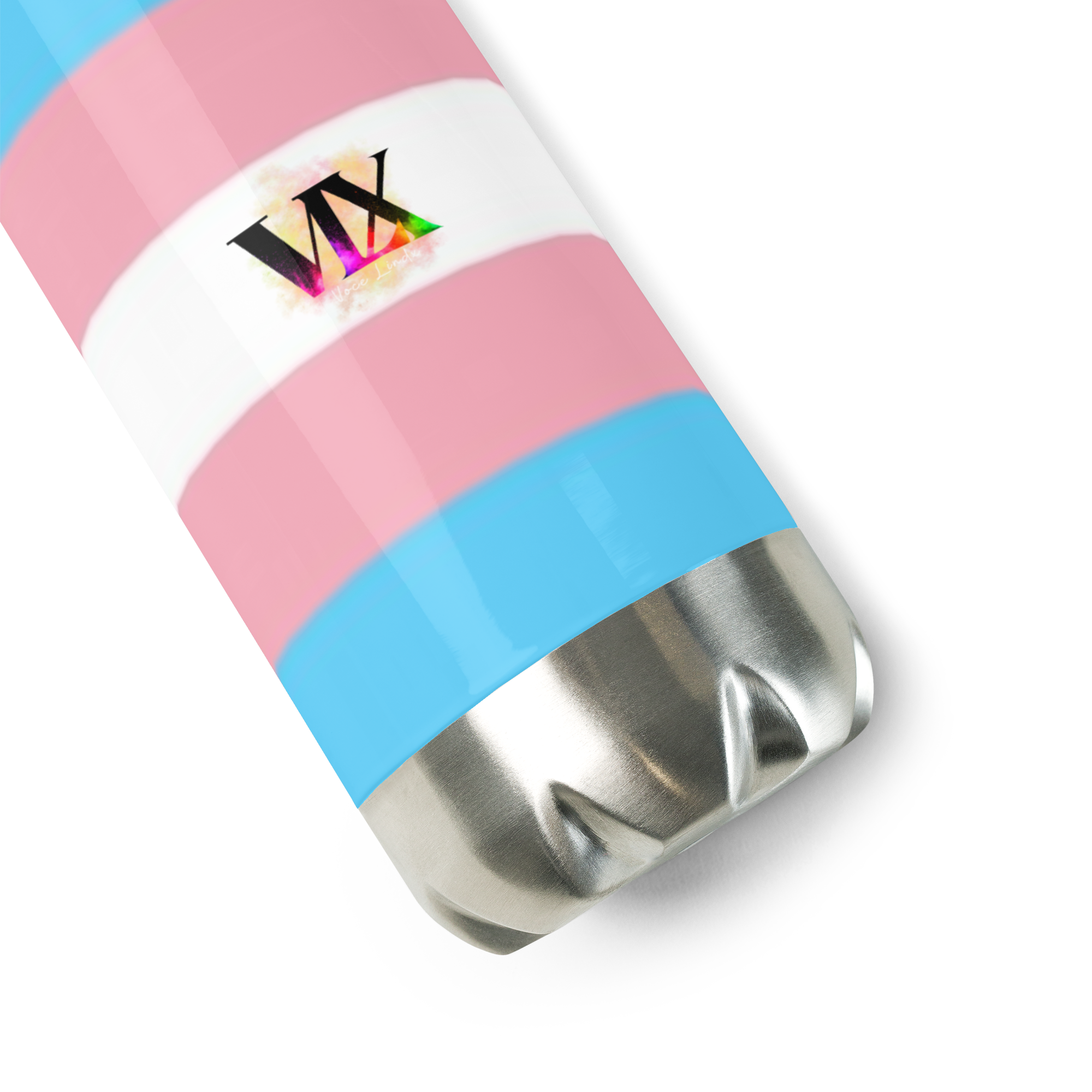 VOCE LINDX Transgender Flag Stainless Steel Water Bottle – 500ml Leak-Proof, Vacuum Insulated, BPA-Free
