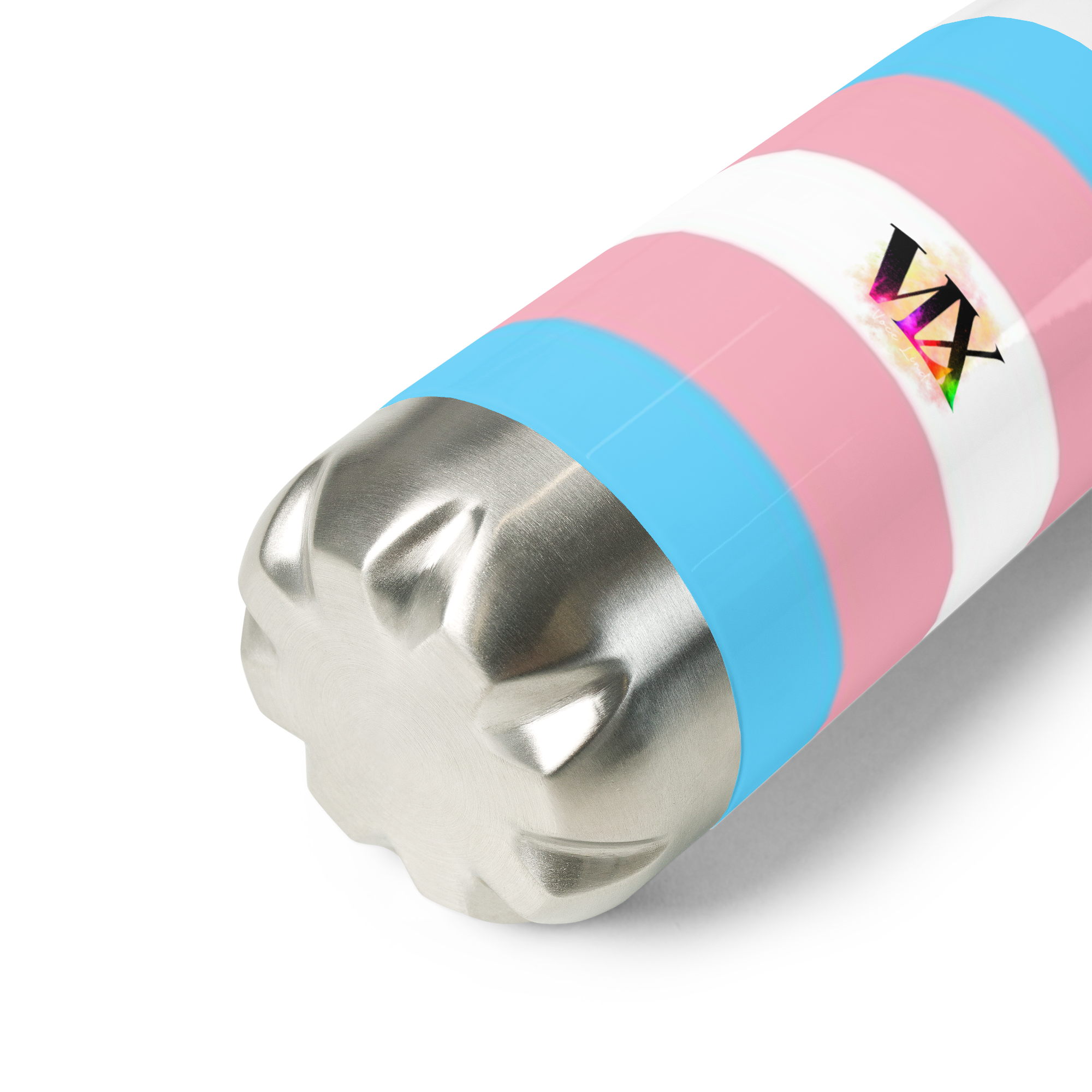 VOCE LINDX Transgender Flag Stainless Steel Water Bottle – 500ml Leak-Proof, Vacuum Insulated, BPA-Free