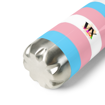VOCE LINDX Transgender Flag Stainless Steel Water Bottle – 500ml Leak-Proof, Vacuum Insulated, BPA-Free
