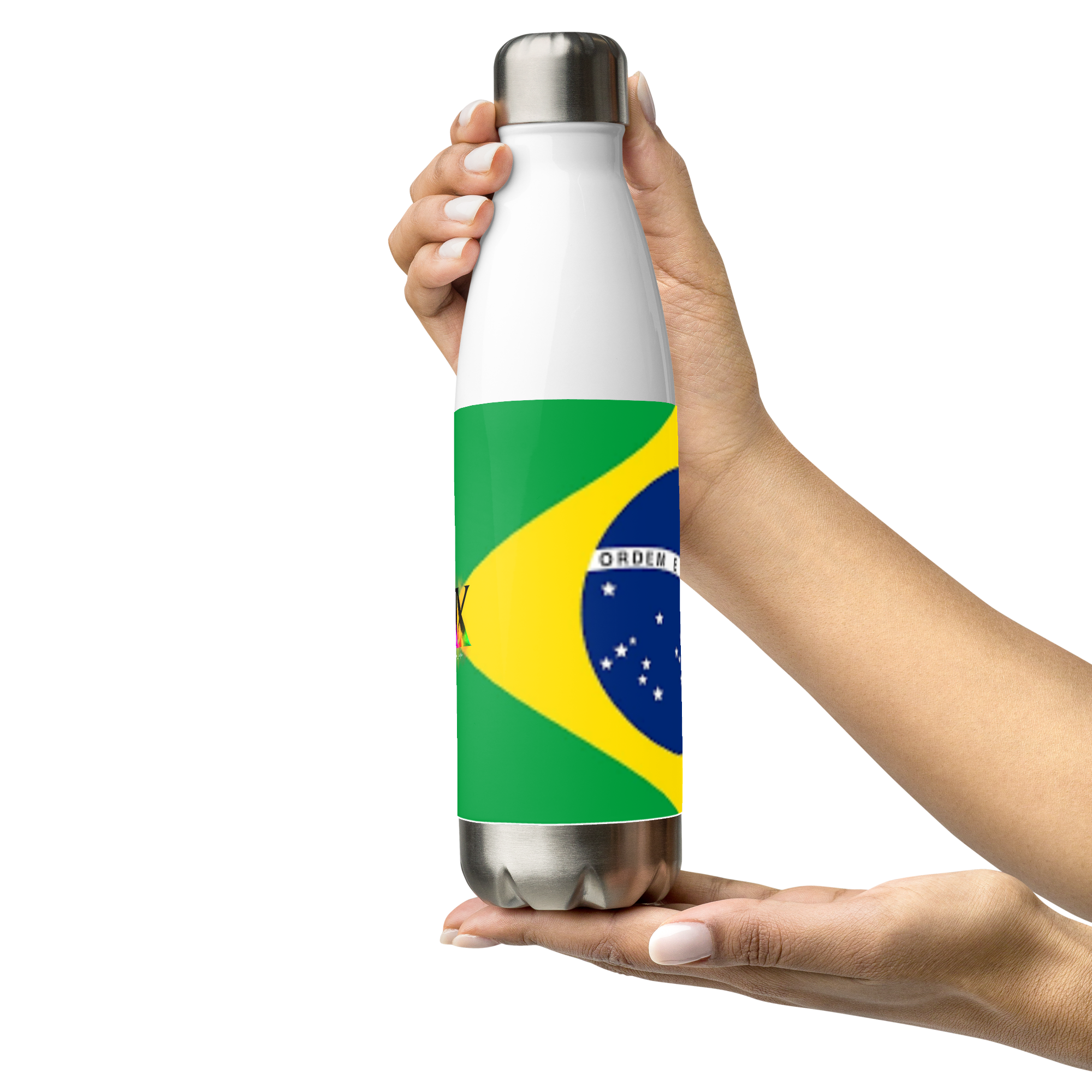 VOCE LINDX Brazil Flag Stainless Steel Water Bottle – 500ml Vacuum-Insulated, Leak-Proof, BPA-Free Travel Flask