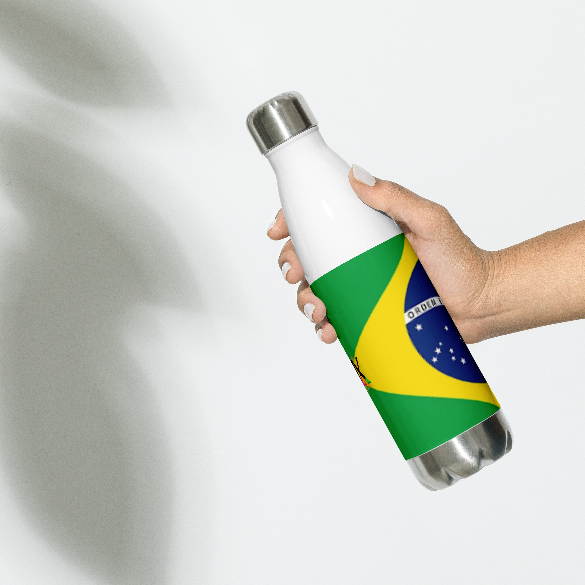 VOCE LINDX Brazil Flag Stainless Steel Water Bottle – 500ml Vacuum-Insulated, Leak-Proof, BPA-Free Travel Flask