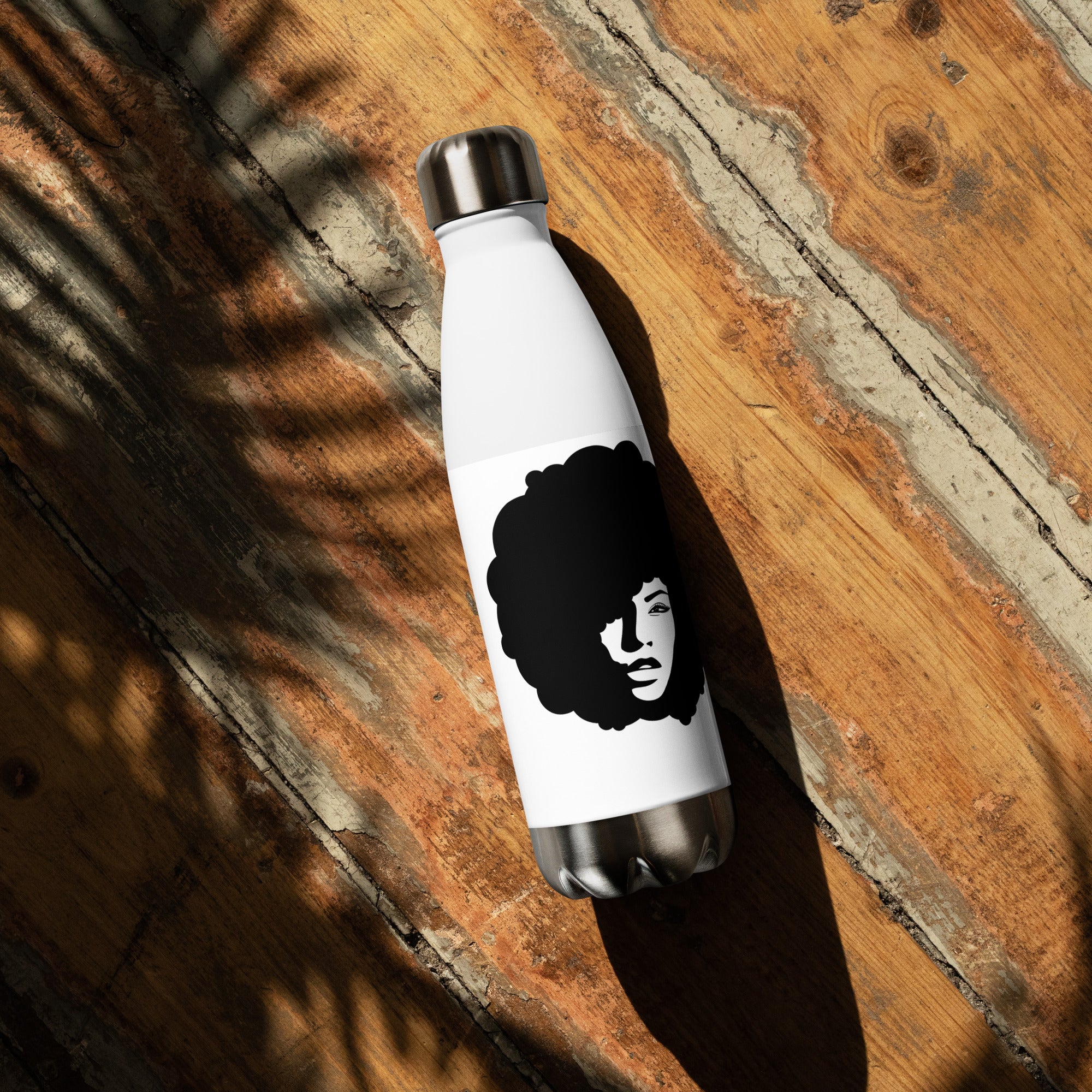 Natural Black Hair Water Bottle – 500ml Insulated Stainless Steel Flask | BPA-Free