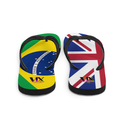 Brazil &amp; England Flag Flip-Flops – Cushioned Sole Sandals with Dual National Print | Comfortable Multicultural Footwear