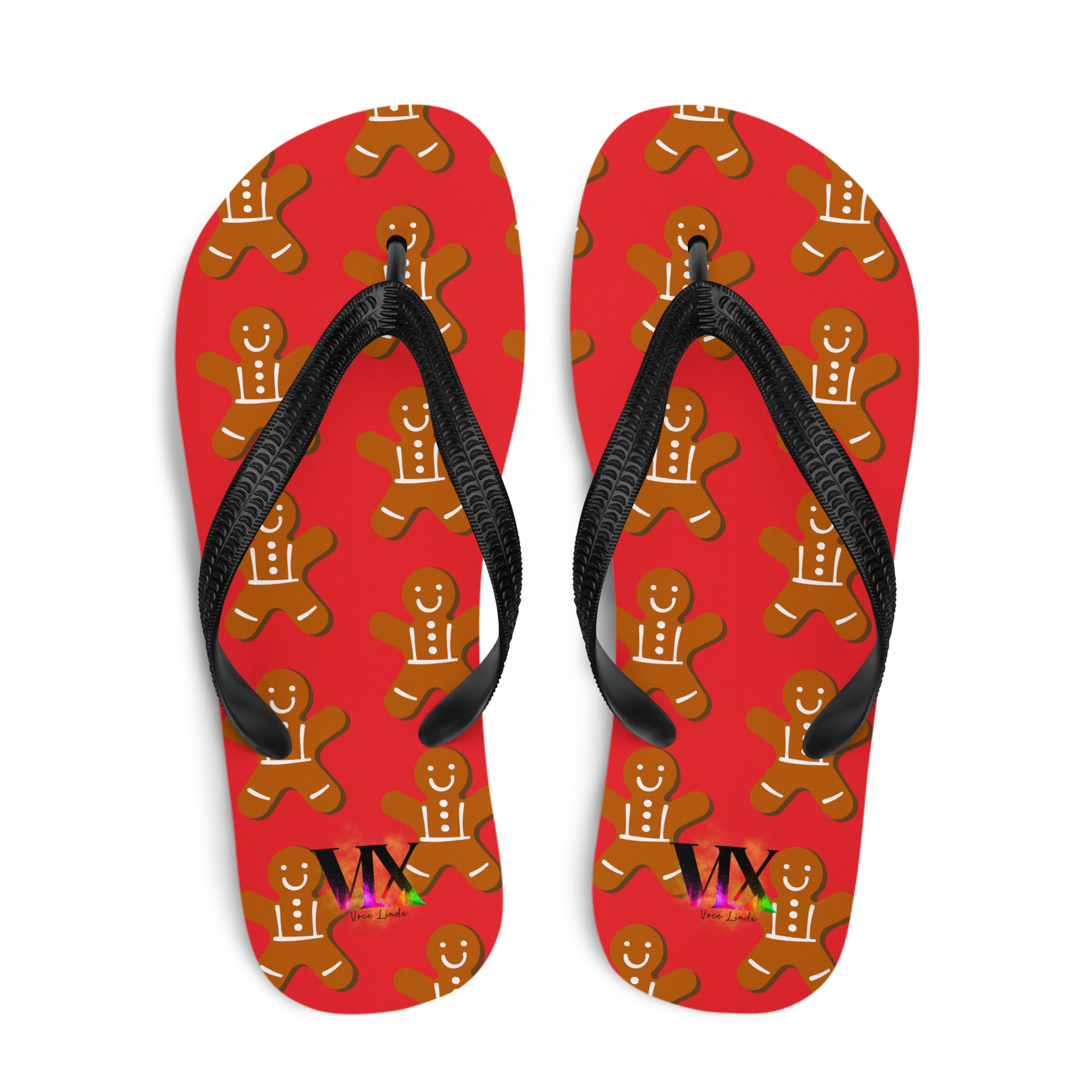 VOCE LINDX Christmas Cookies Flip‑Flops – Festive Design, Cushioned Sole &amp; Non‑Slip Grip – Seasonal Summer Footwear