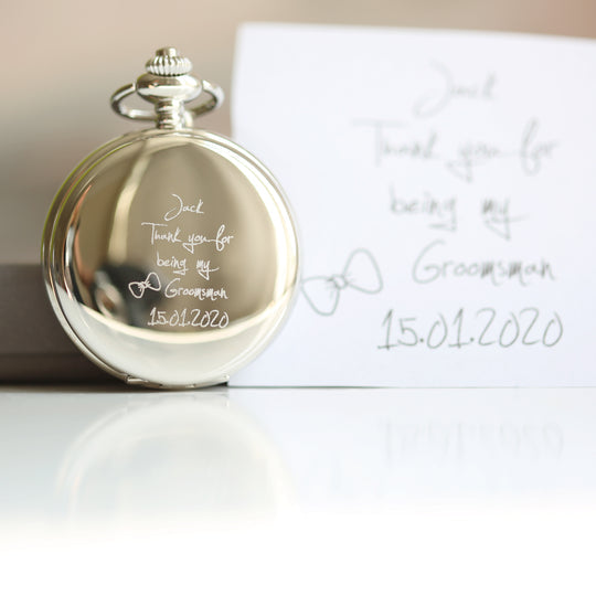 Personalised Dual-Opening Pocket Watch - Own Handwriting Engraving Keepsake Gift
