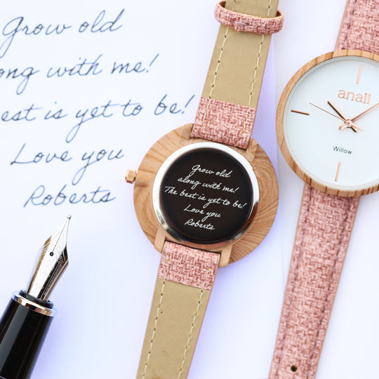 Personalised Anaii Watch - Sweet Pink, Own Handwriting Engraving Keepsake Gift
