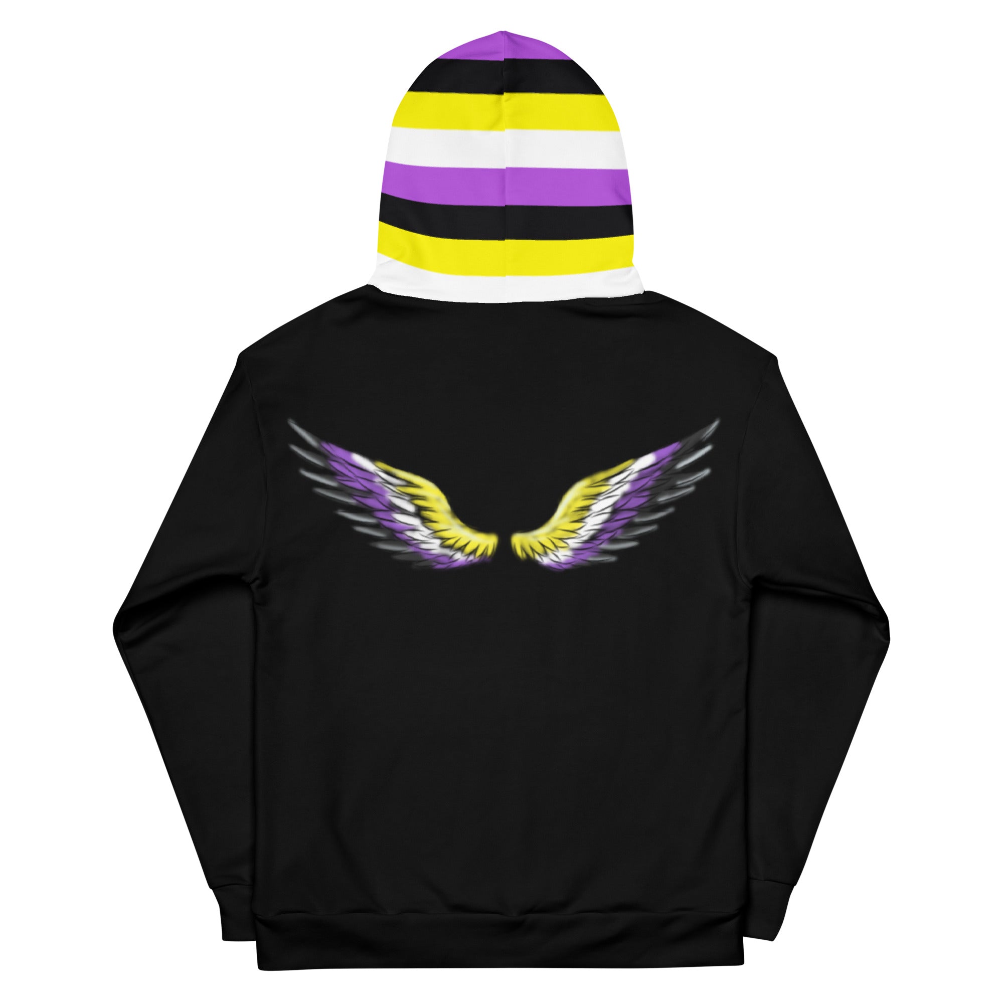 “Gender Is Over” Non-Binary Pride Hoodie – Purple, Yellow, White &amp; Black | Inclusive Statement Style