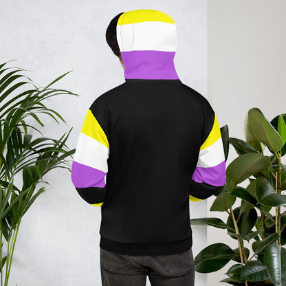 Non-Binary Pride Hoodie – Inclusive Yellow, White, Purple and Black Flag Design | Comfortable Fit