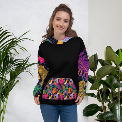 Floral Jaguar Hoodie – Colourful Print with Botanical Motifs | Bold &amp; Artistic Streetwear