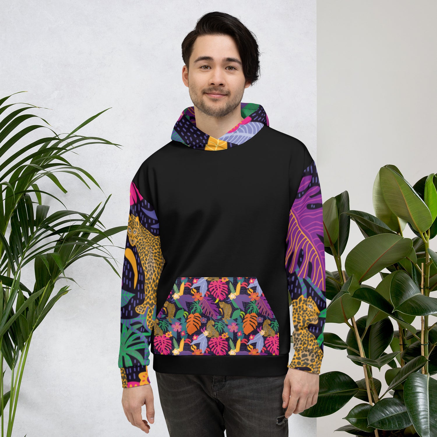 Floral Jaguar Hoodie – Colourful Print with Botanical Motifs | Bold &amp; Artistic Streetwear