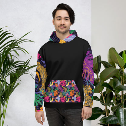Floral Jaguar Hoodie – Colourful Print with Botanical Motifs | Bold &amp; Artistic Streetwear
