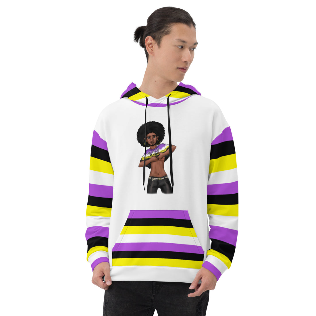 Non-Binary Gender Is Over Hoodie - Black and Yellow, Bold Inclusive Comfortable
