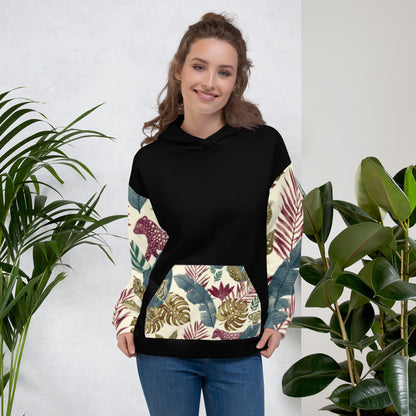 Floral Print Hoodie – White Base with Delicate Botanical Pattern