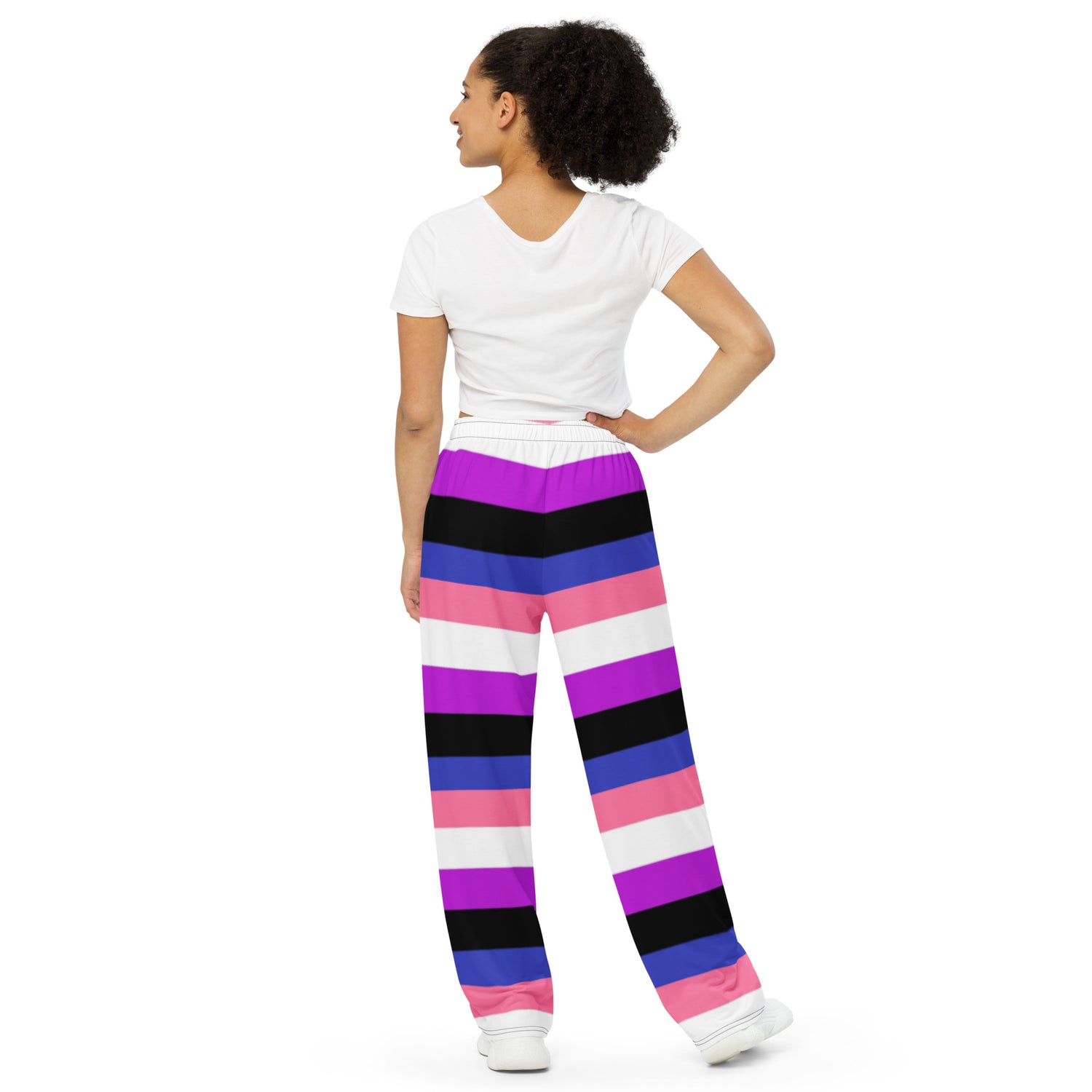 Genderfluid Pride Flag Wide-Leg Pants – Polyester Jersey