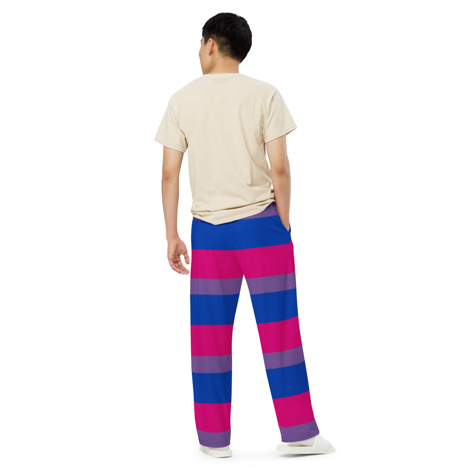 Bisexual Pride Flag Wide-Leg Pants – Polyester Jersey