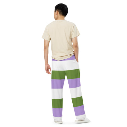 Genderqueer Pride Flag Wide-Leg Pants – Polyester Jersey