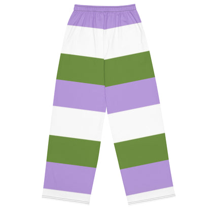 Genderqueer Pride Flag Wide-Leg Pants – Polyester Jersey