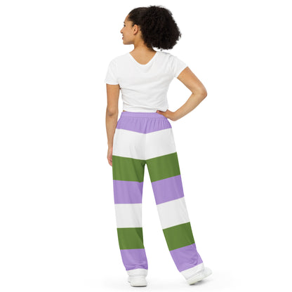 Genderqueer Pride Flag Wide-Leg Pants – Polyester Jersey