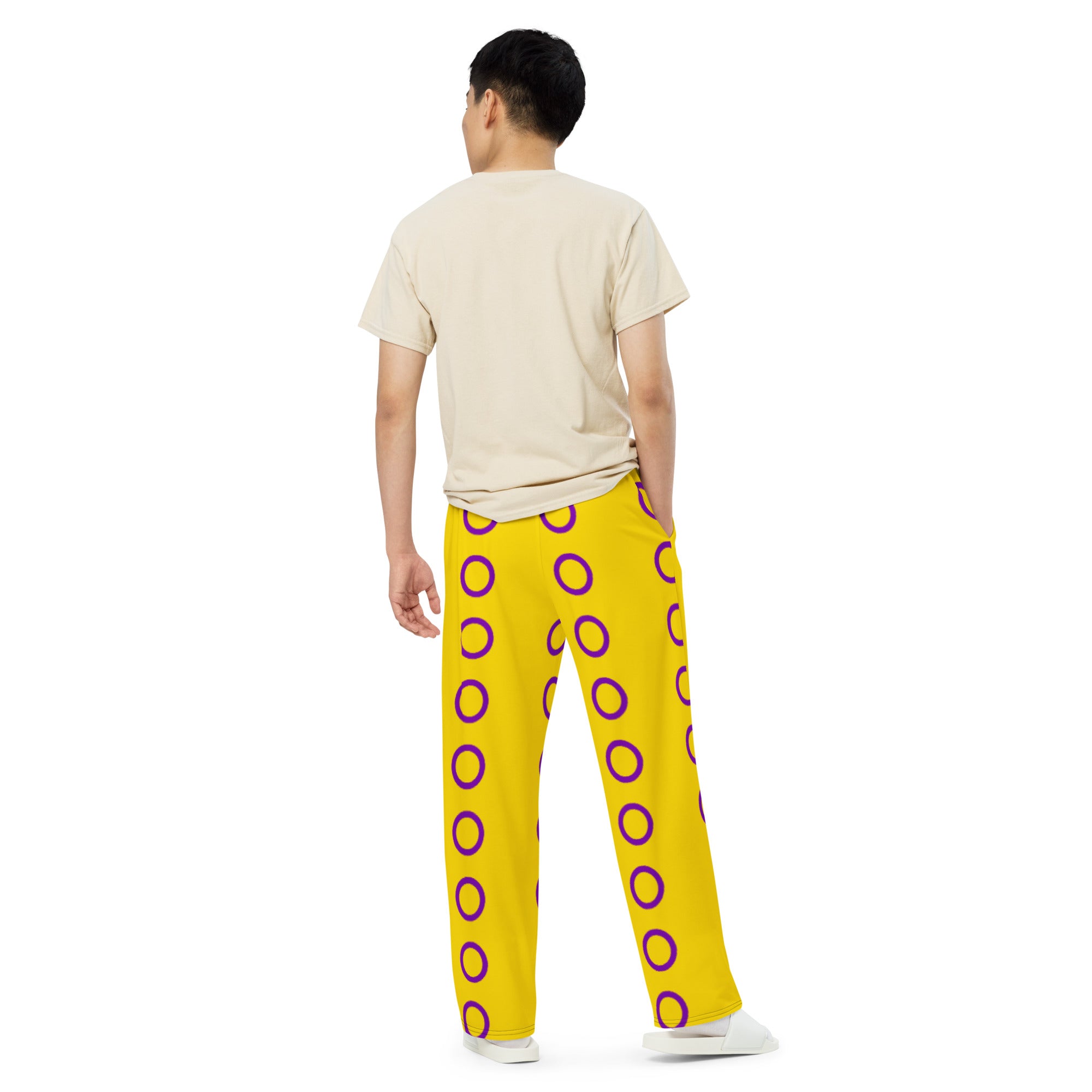 Intersex Pride Flag Wide-Leg Pants – Polyester Jersey