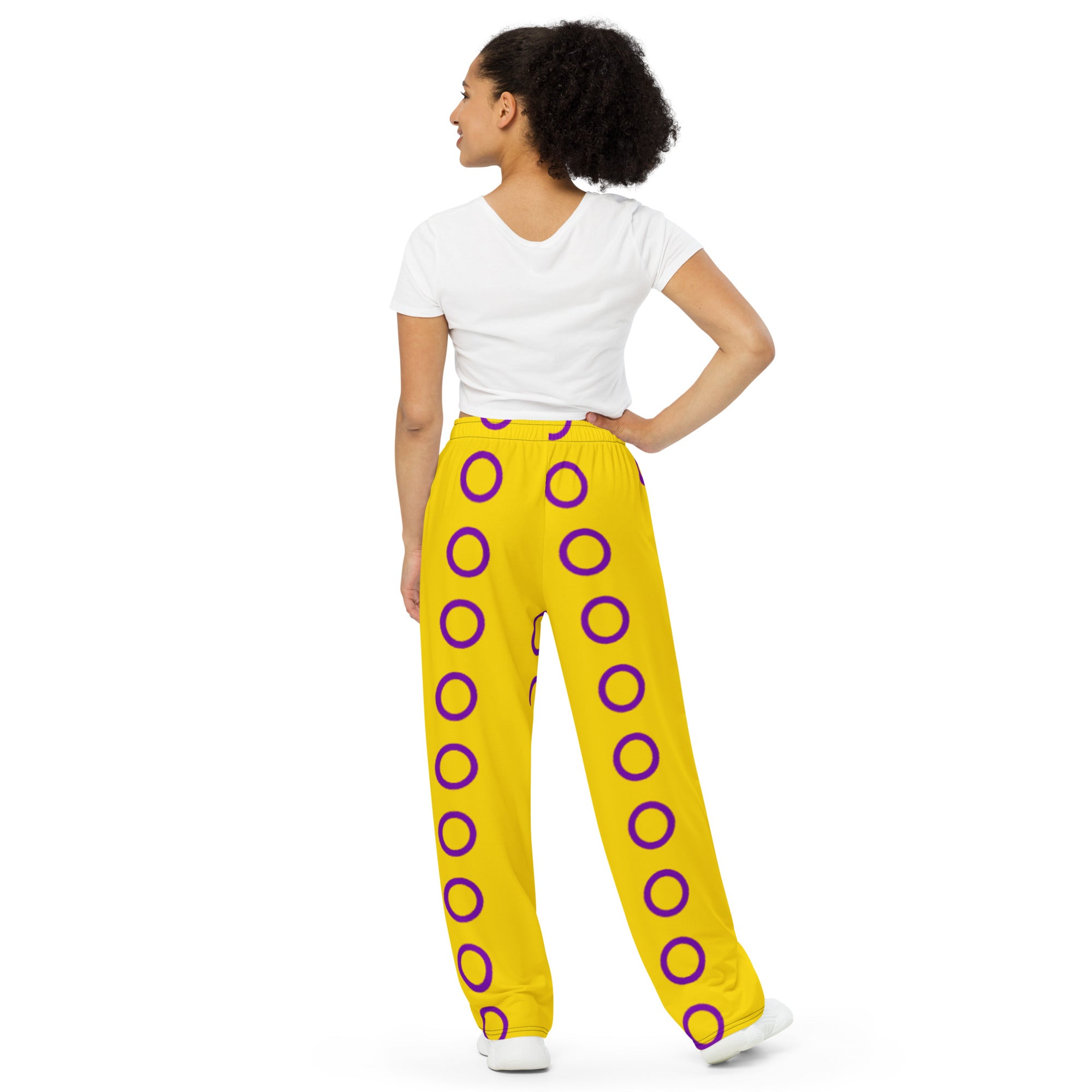 Intersex Pride Flag Wide-Leg Pants – Polyester Jersey