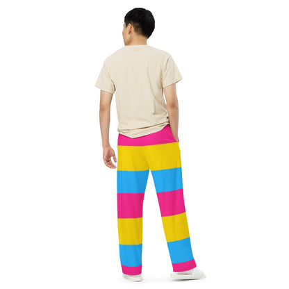 Pansexual Pride Flag Wide-Leg Pants – Polyester Jersey