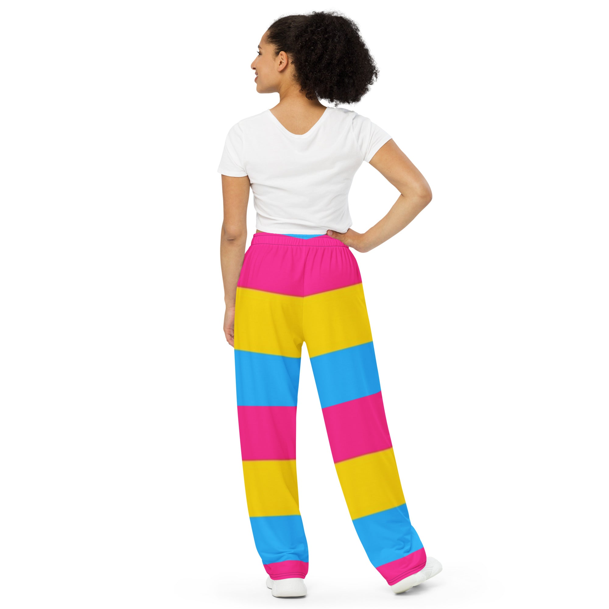 Pansexual Pride Flag Wide-Leg Pants – Polyester Jersey