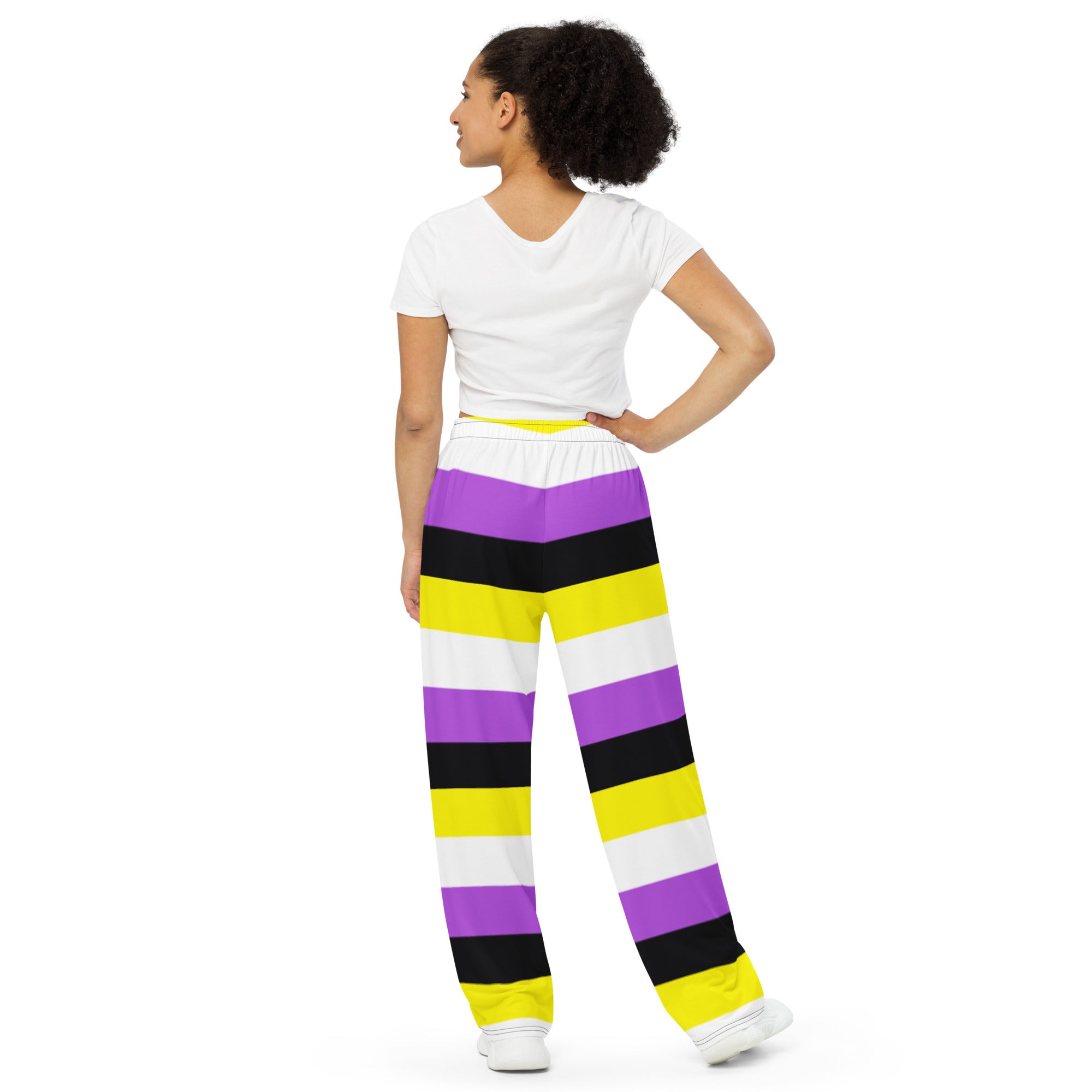 Non-Binary Pride Flag Wide-Leg Pants – Polyester Jersey
