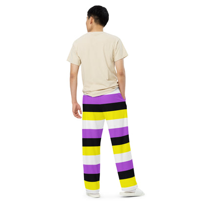 Non-Binary Pride Flag Wide-Leg Pants – Polyester Jersey