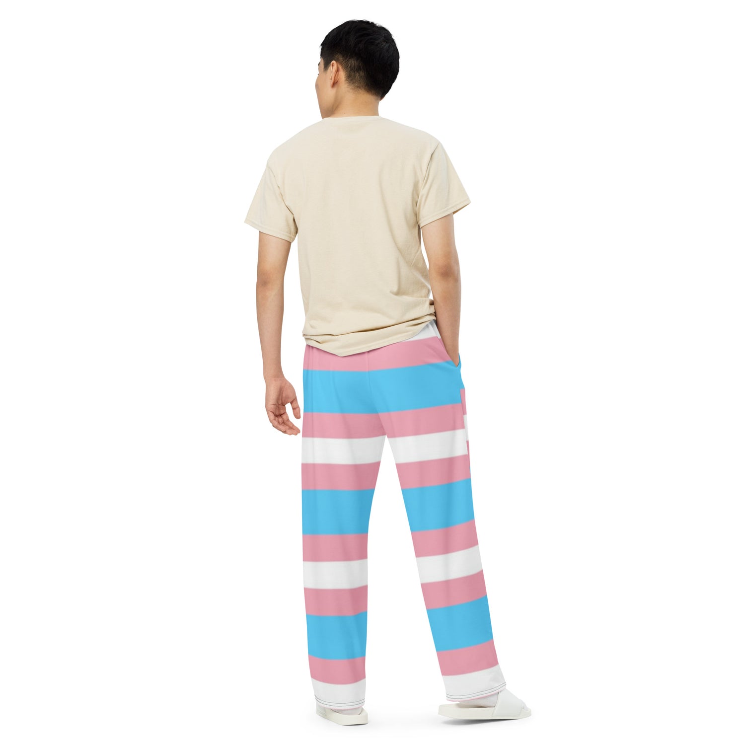 Transgender Pride Flag Wide-Leg Pants – Polyester Jersey