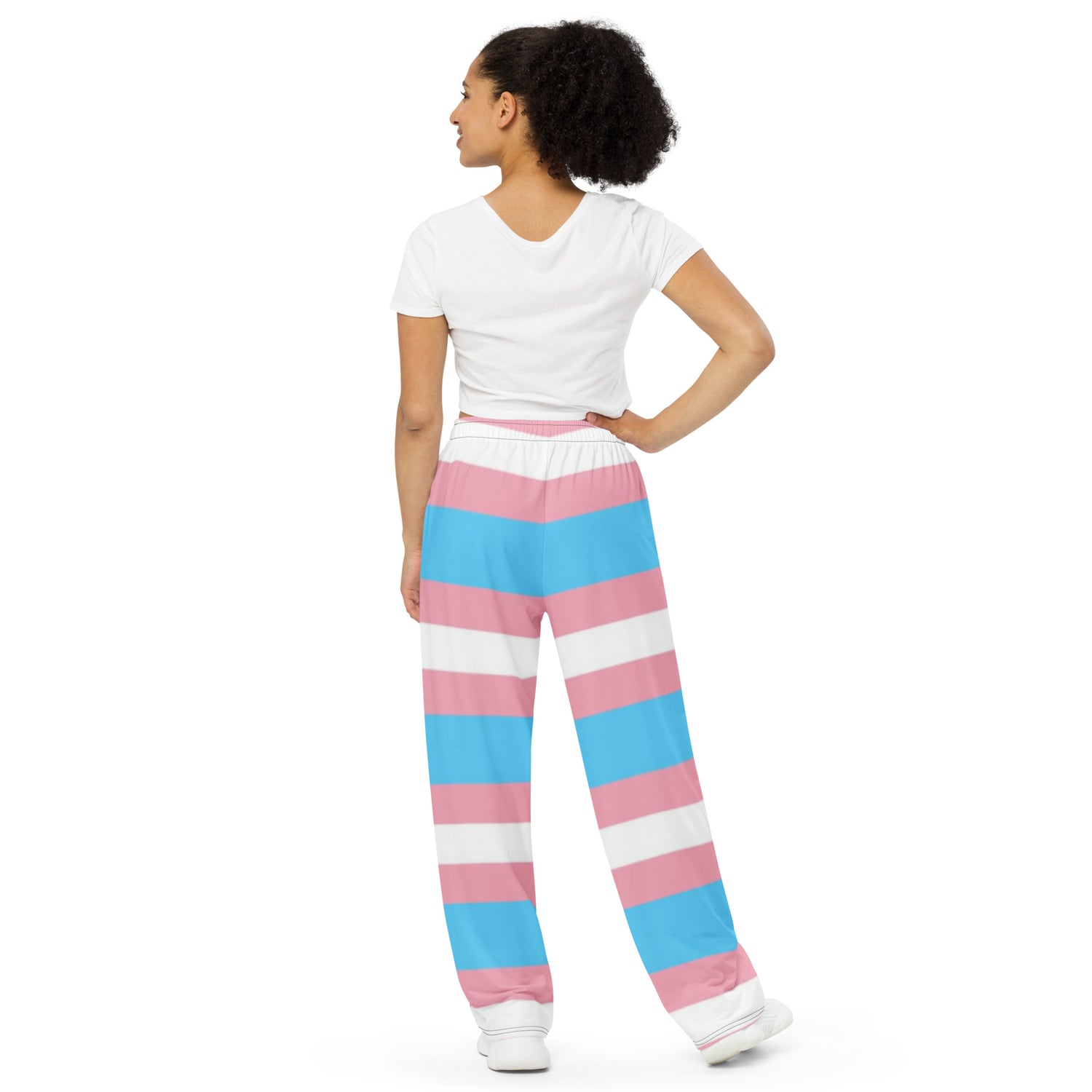 Transgender Pride Flag Wide-Leg Pants – Polyester Jersey
