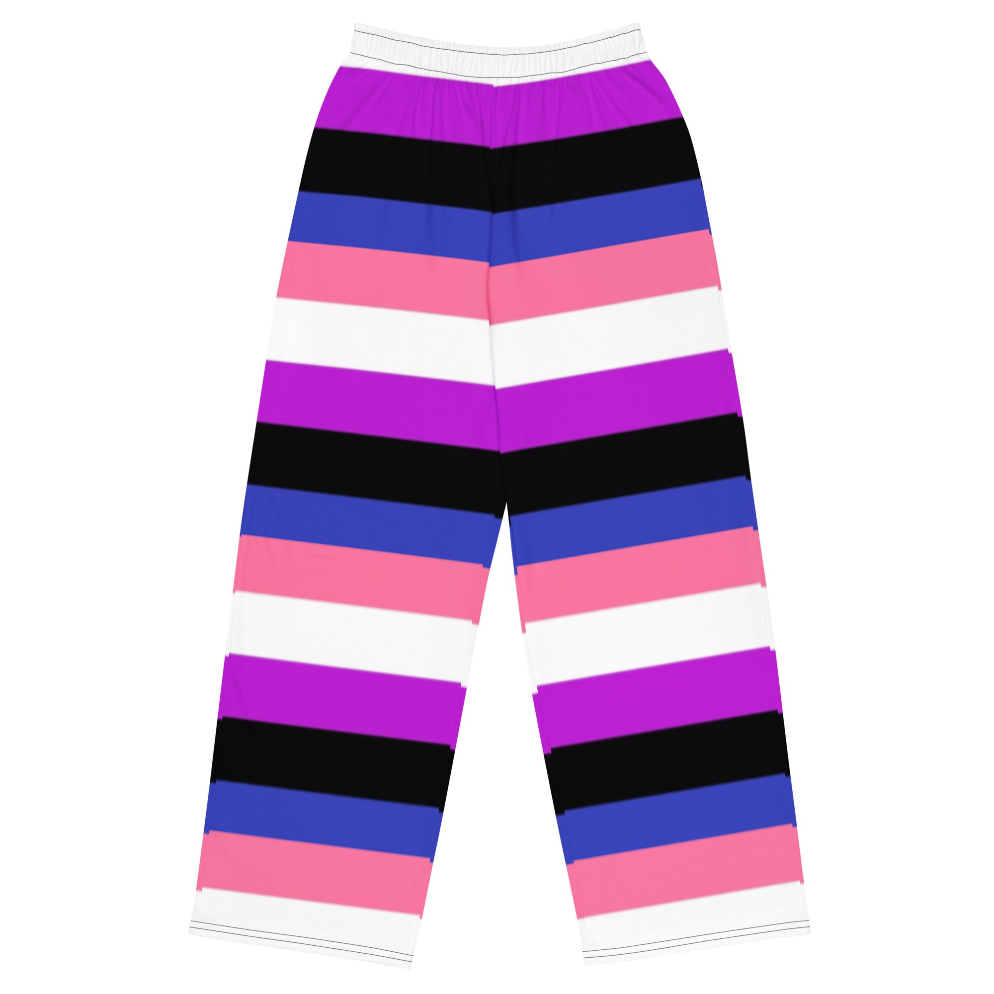 Genderfluid Pride Flag Wide-Leg Pants – Polyester Jersey