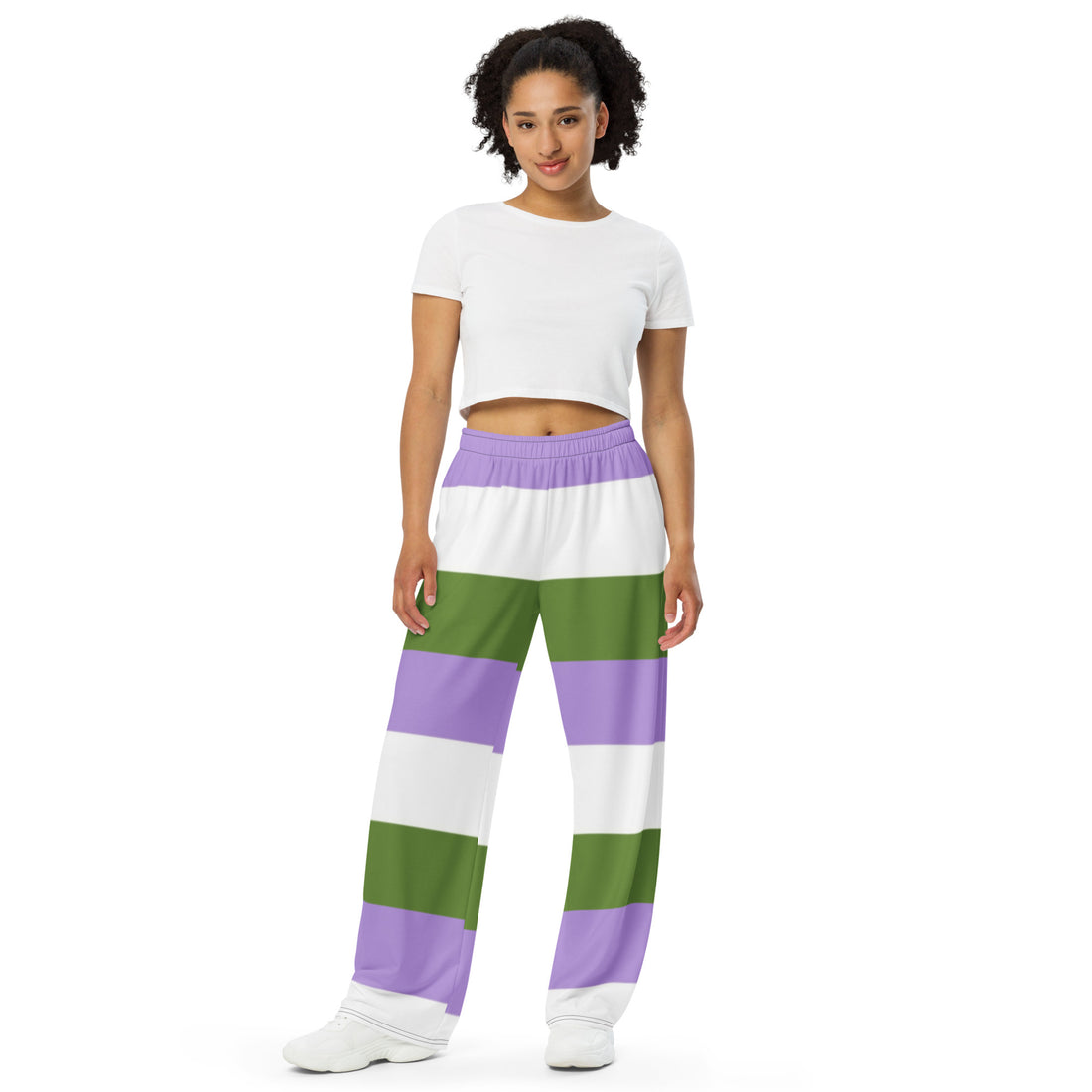 Genderqueer Pride Flag Wide-Leg Pants – Polyester Jersey