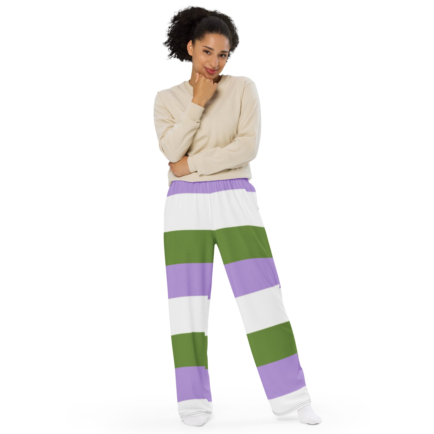 Genderqueer Pride Flag Wide-Leg Pants – Polyester Jersey