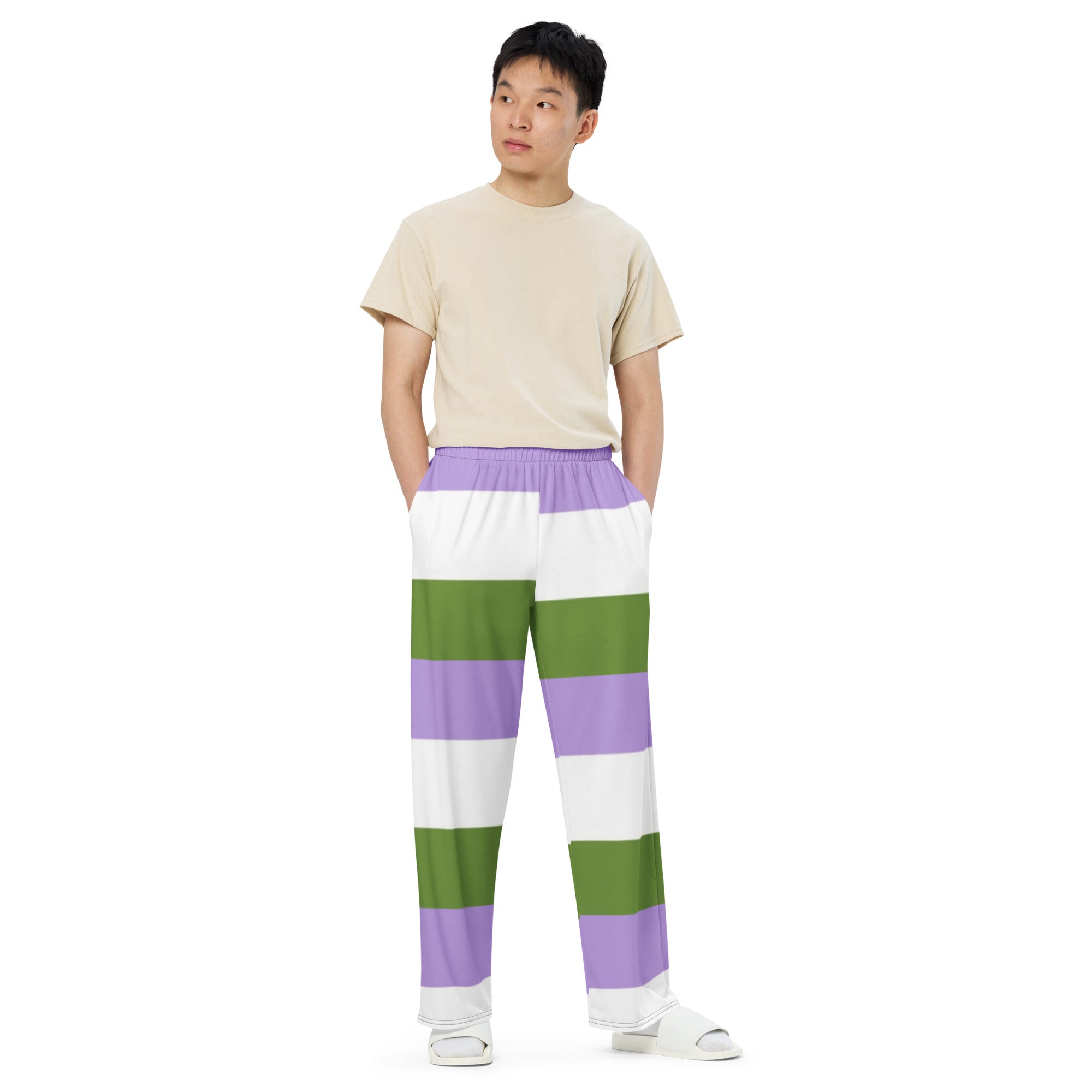Genderqueer Pride Flag Wide-Leg Pants – Polyester Jersey