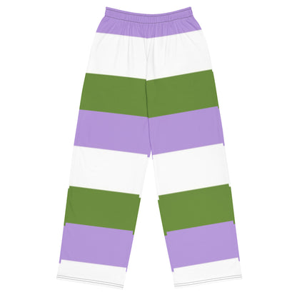 Genderqueer Pride Flag Wide-Leg Pants – Polyester Jersey